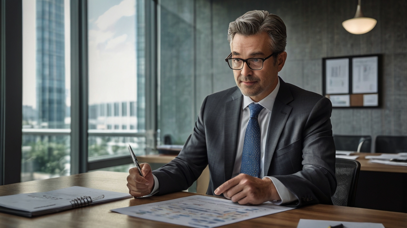 Expert comptable travaillant sur des dossiers fiscaux